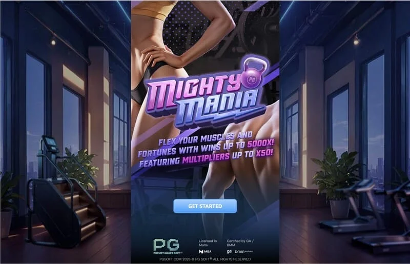 Mighty Mania – メインメニューとベット選択画面